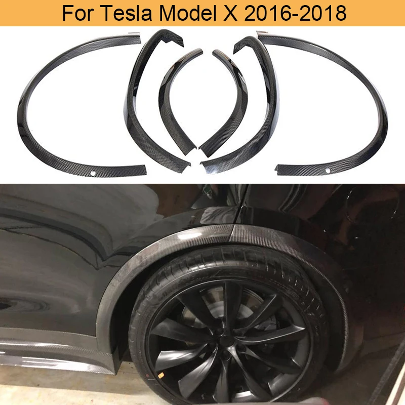 

Carbon Fiber Car Wheel Arches Eyebrow Fender Flares for Tesla Model X 2016 2017 2018 Car Mud Splash Mud Flaps Strips