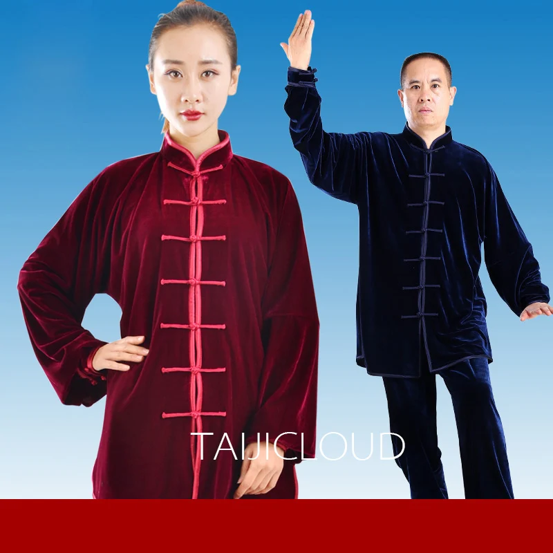 Tai Chi Clothing for Men and Women, Gold Velvet, Martial Arts Practice, Middle-aged and Elderly, morning exercises, Autumn and