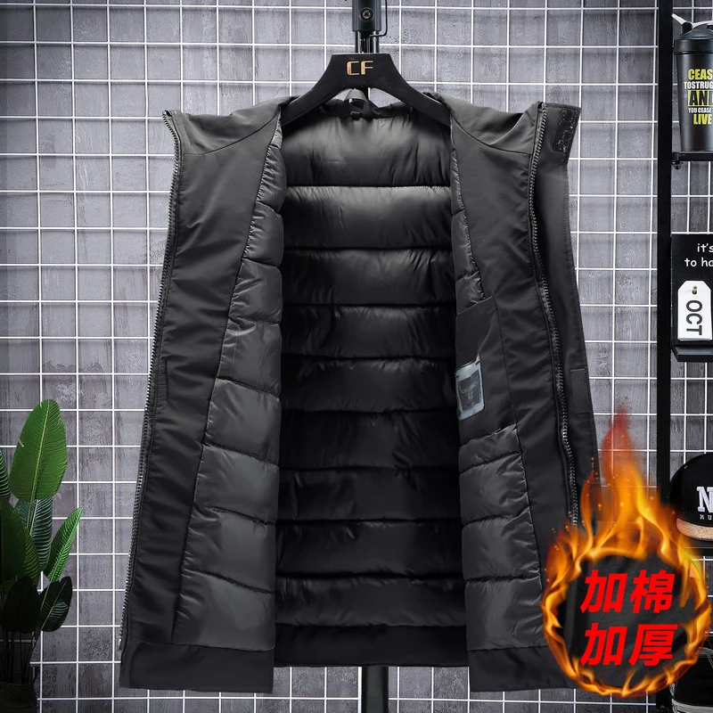 190KG Winter Men\'s Oversized Jacket Hip Hop Punk Streetwear Hooded Fashion Coat Warm Thick Outwear Men Clothing Large Size 12XL