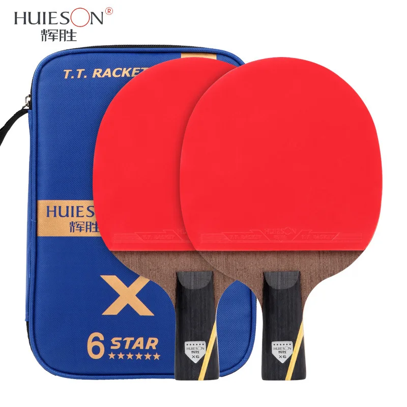 (2pcs/pair) Huieson 6 Star Table Tennis Racket Pingpong Paddle Pimples in Rubber Carbon Fiber Blade Pingpong Racket