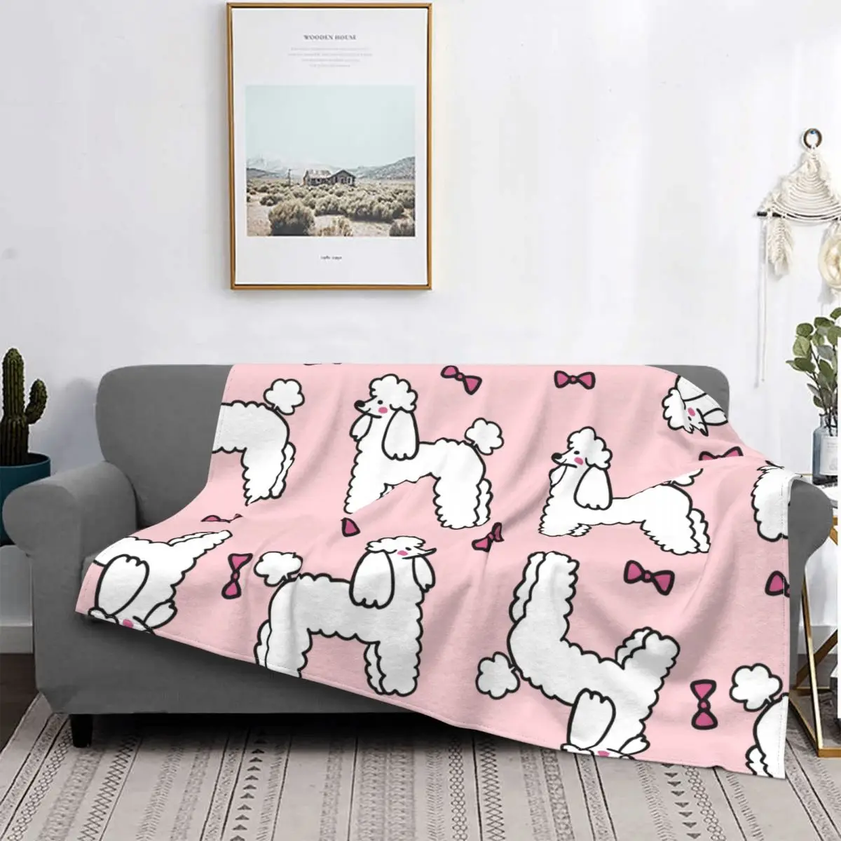 Cute Poodle Dog Flannel Blanket Gift for Animal Dogs Lover Awesome Throw Blanket for Home Hotel Sofa 200x150cm Rug Piece