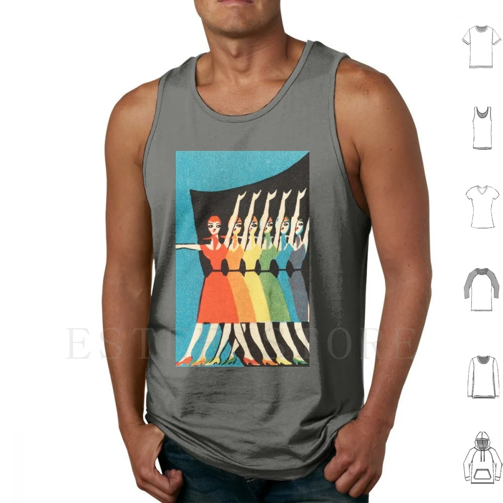 Dancing Rainbow Tank Tops Vest Cotton Vintage Vivid Dancing Rainbow Pride Girls Colour Color Dance Retro Lips Retroart