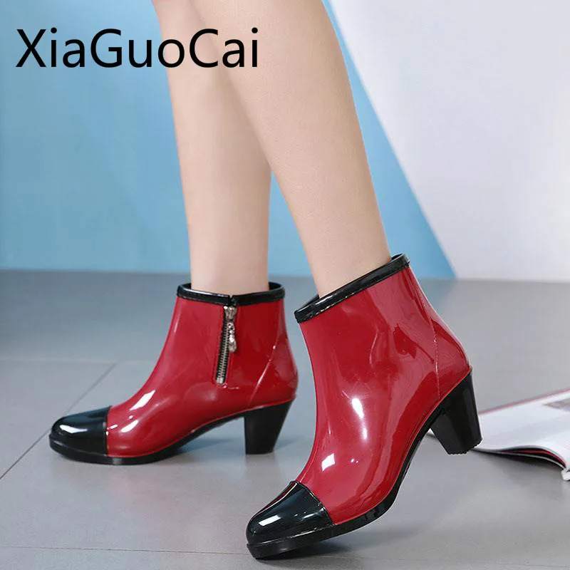 Colorful Fashion Women RainBoots Spring and Autumn Women's Waterproof Rainboots High Heels Female Rain Boots