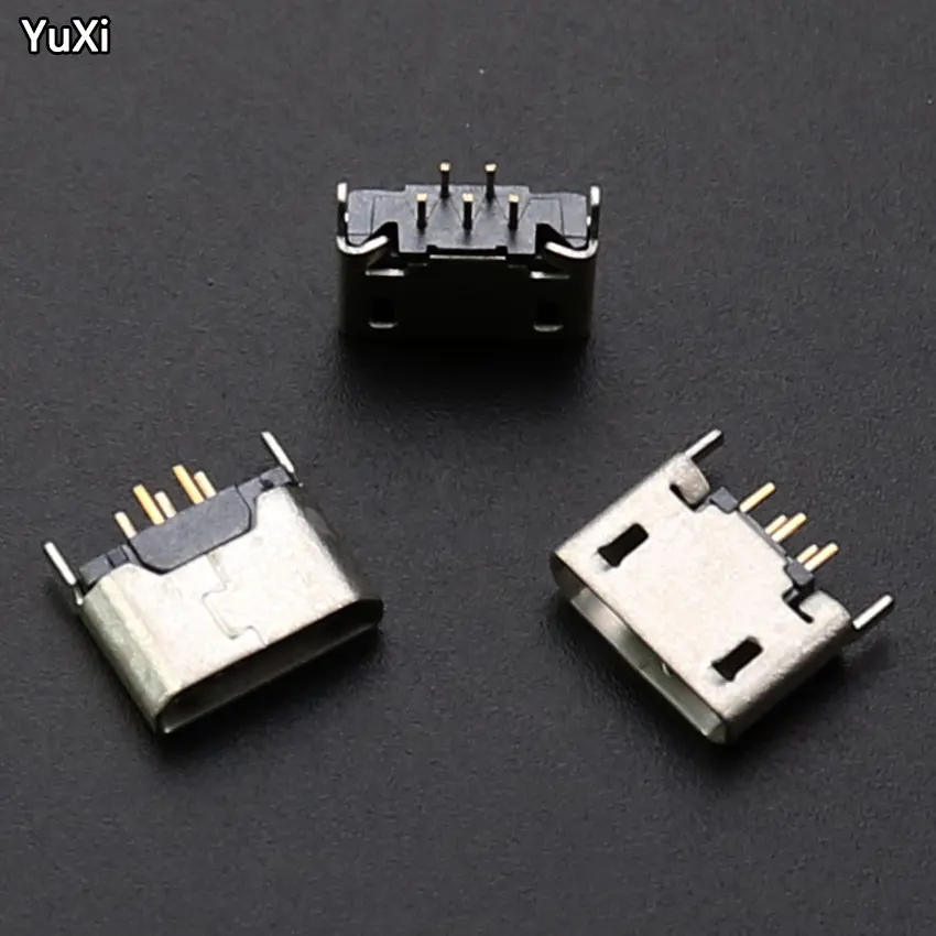 

100Pcs Flat Mouth MICRO USB Vertical 5pin 180 Degrees Connector For Mobile phone Mini USB 5pin Jack 5P Direct Plug-in Connector