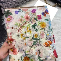 white100% Silk Scarf Women Scarves Bufandas Summer Beach Shawls Foulard Fall Winter Brand Flower Design Long Neck Scarves Hijabs - Image 2