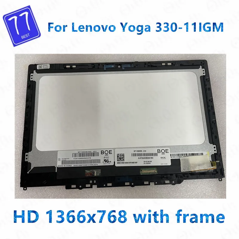 11,6 cala pasuje do Lenovo Yoga 330-11IGM 81A6 Yoga 330-11 wyświetlacz LCD HD 1366*768 montaż digitalizatora z ekranem dotykowym z ramką