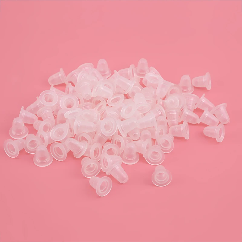 100Pcs Disposable Tattoo Ink Cup Small&Big Size Silicone Permanent Tattoo Makeup Eyebrow Makeup Pigment Container Caps