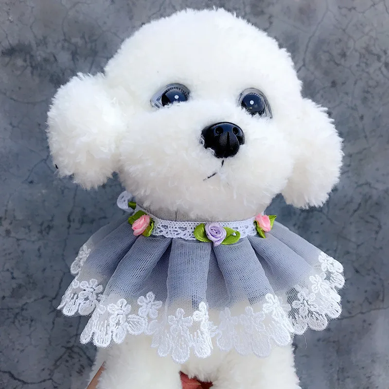 Pet Flower Lace Bib Three-Layer Lace Bowknot Pet dogs drool towel Teddy bib sweet Princess Scarf Bib Pet Necklace Collar