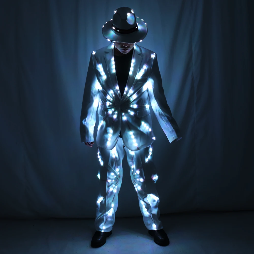 Full Color LED Suit Costumes Clothes  Lights Luminous Stage Dance Performance Show Dress Growing Light Up Armor for Night Club