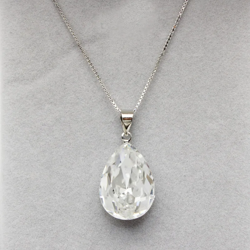 2021 Trendy New Pear Crystal Stone Pendants Necklace For Fashion Women Mother\'s Birthday Day Hiqh Quality Jewelry