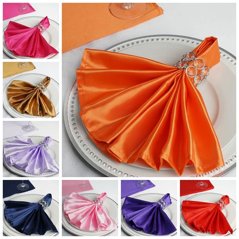 

Wedding Napkins 45cmX45cm Satin Handkerchief Cloth Table Napkin Wedding Table Decoration Home Textiles