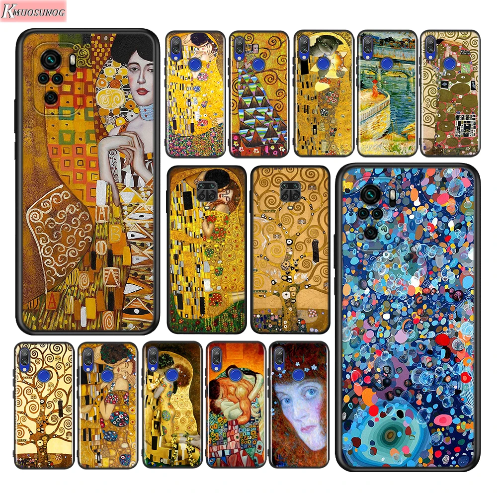 Kiss By Gustav Klimt For Xiaomi Redmi Note 12 11 11T 10 9 8 7 6 5 4 Pro 5G 4G Silicone Soft Shockproof Black Phone Case