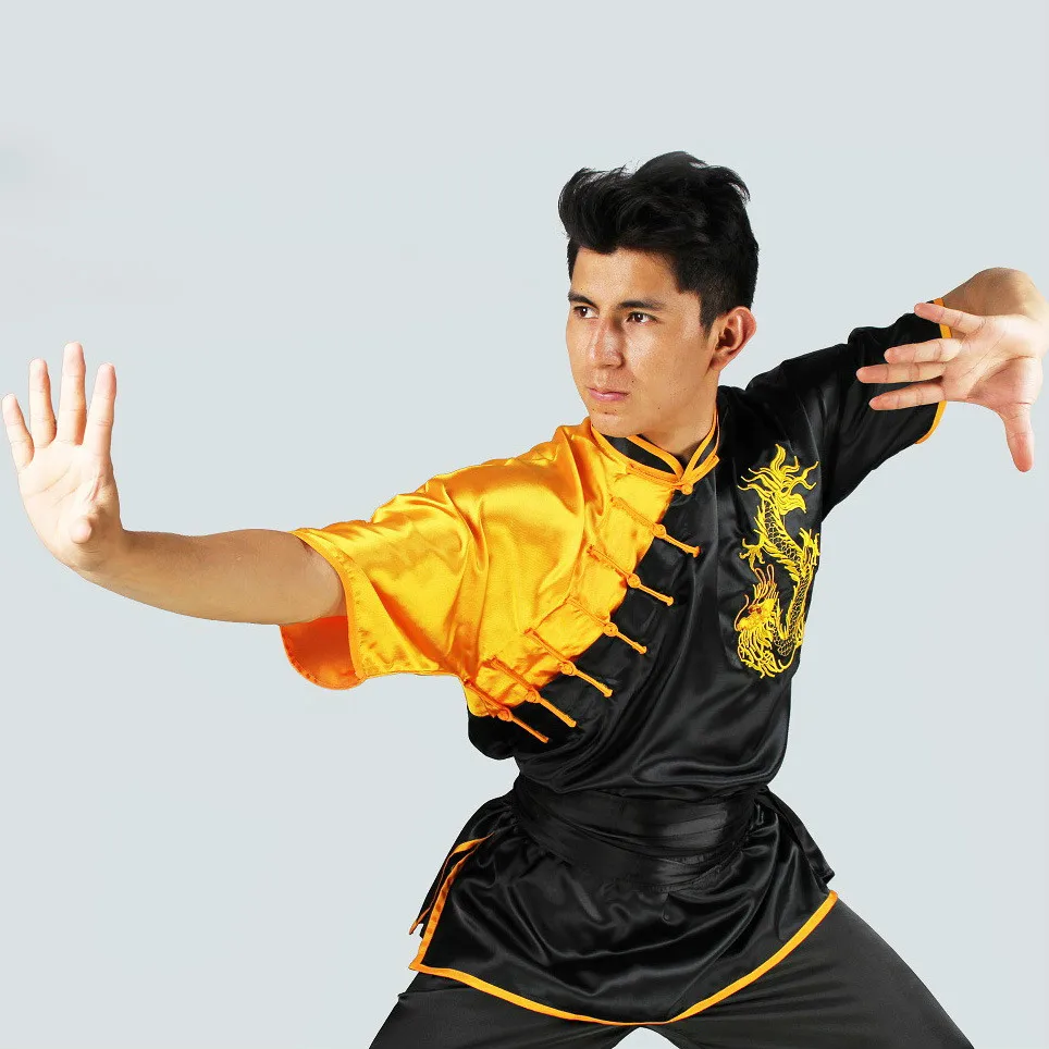 Tai Chi Martial Arts Clothing Suits Embroidered Dragon Chinese Clothes for Men Polyester Anti-Wrinkle Reflective Kung Fu Uniform