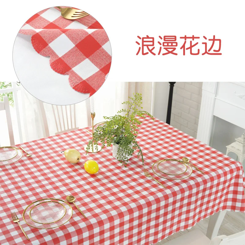 300g Woven TableCloth PVC Waterproof Oilproof Dining Tablecloth Kitchen Rectangular Cuisine Party TableCover Flower Line 40*60cm