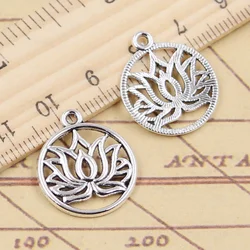 20pcs Charms Yoga Lotus Flower 22x19mm Tibetan Silver Color Pendants Antique Jewelry Making DIY Handmade Craft