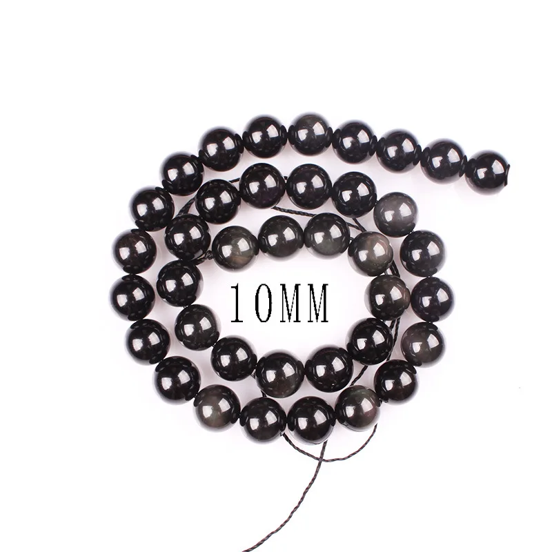 4mm 6mm 8mm 10mm 12mm 14mm Round Natural Black Obsidian Stone Loose Beads Lot For Jewelry Making DIY Crafts Findings