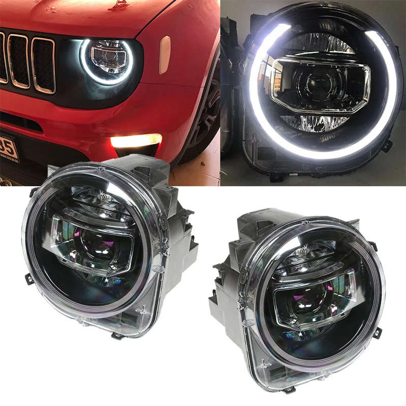 2Pcs lamp assy head for 2016-2020 Jeep Renegade LED lens headlight assembly for daytime driving Car accessories