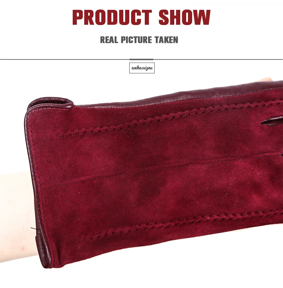 Good Quality Touch Gloves Color Winter Women's Leather Gloves Genuine Suede 50% Genuine Leather 50% Women's Gloves -2007