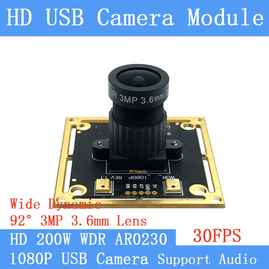 Plug Play Backlight Shooting Wide Dynamic 1080P OTG UVC Webcam 30FPS USB Camera Module Support Audio for Android Linux Windows