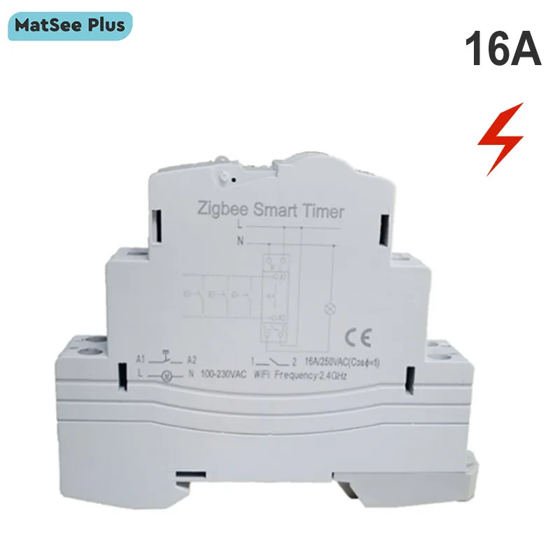 Tuya Smart Life ZigBee Interruptor Disjuntor 16A Trilho Din 1P Pólo Único Temporizador de Contato Seco App Controle Remoto Funciona com Alexa Google Home
