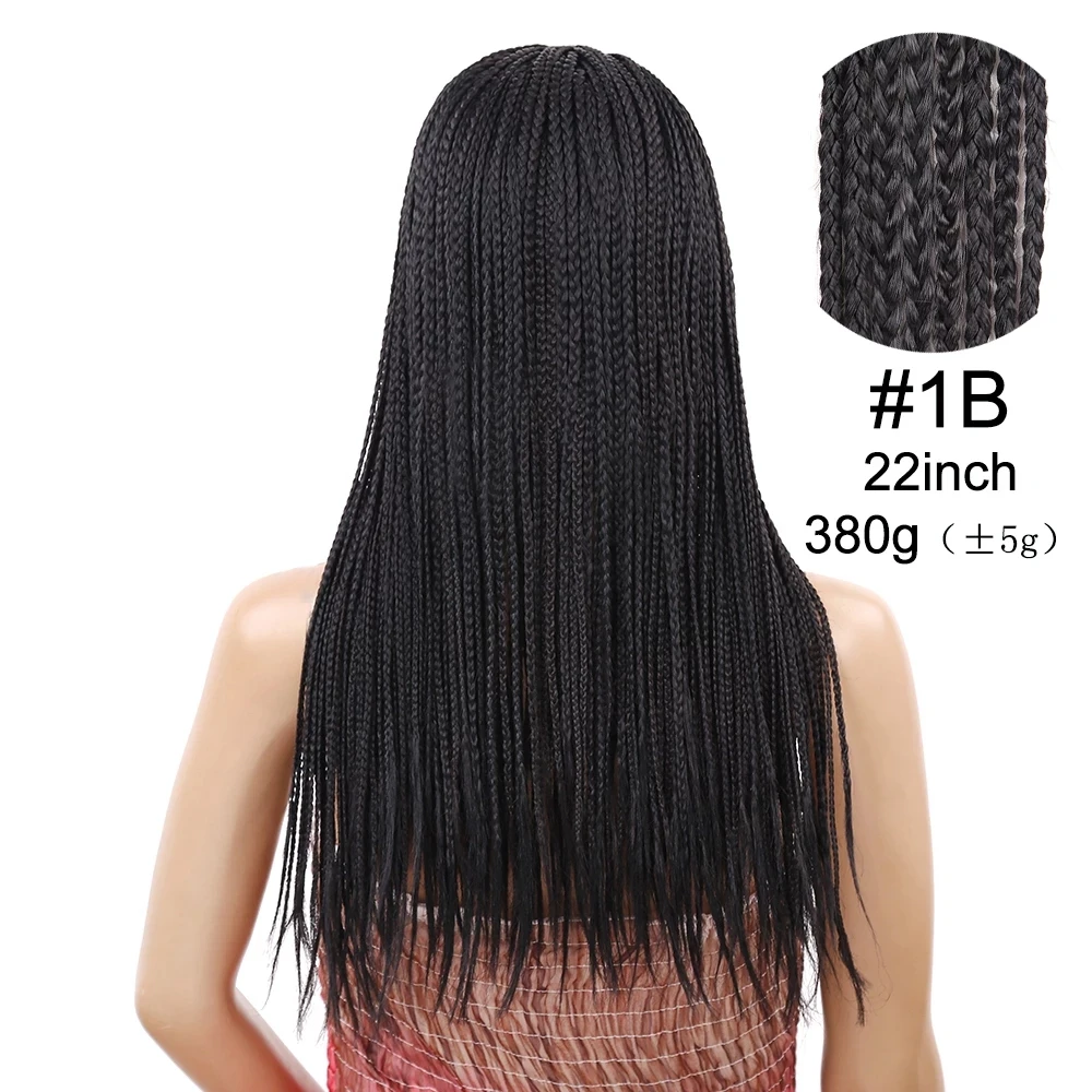 Perruque africaine synthétique longue tressée en boîte, perruque noire naturelle, cheveux synthétiques tressés pour femmes, usage quotidien, alibaba