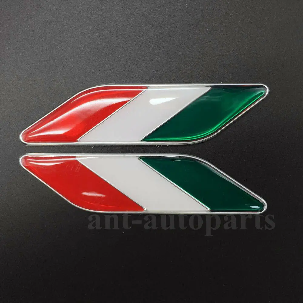 

Pair Italy Flag Auto Car Fender Side Emblems Skirts Badge Decal Sticker