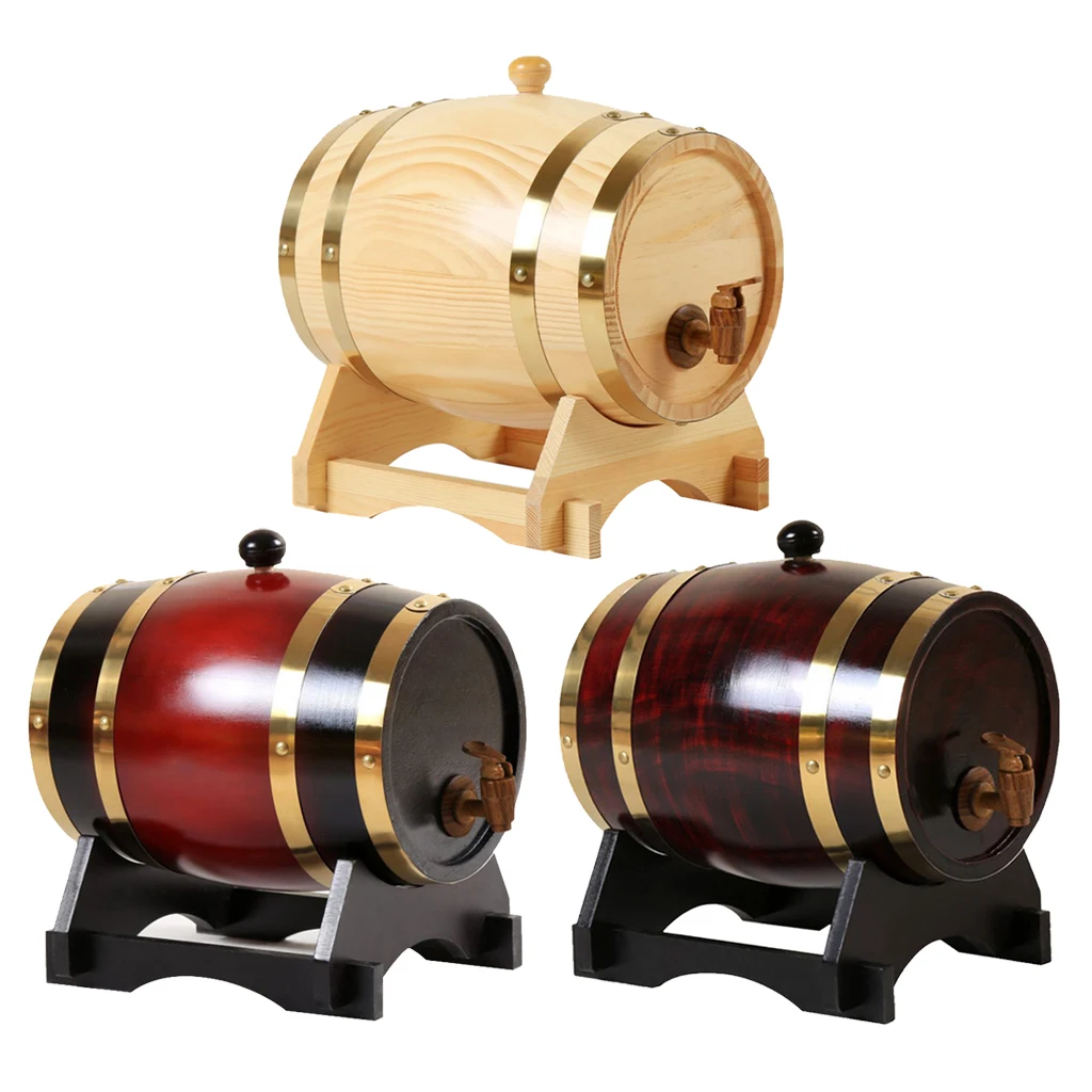 Barril de vino de madera de 1,5l/3L, accesorios de elaboración casera de roble Vintage, barril de vino, contenedor de almacenamiento de gran