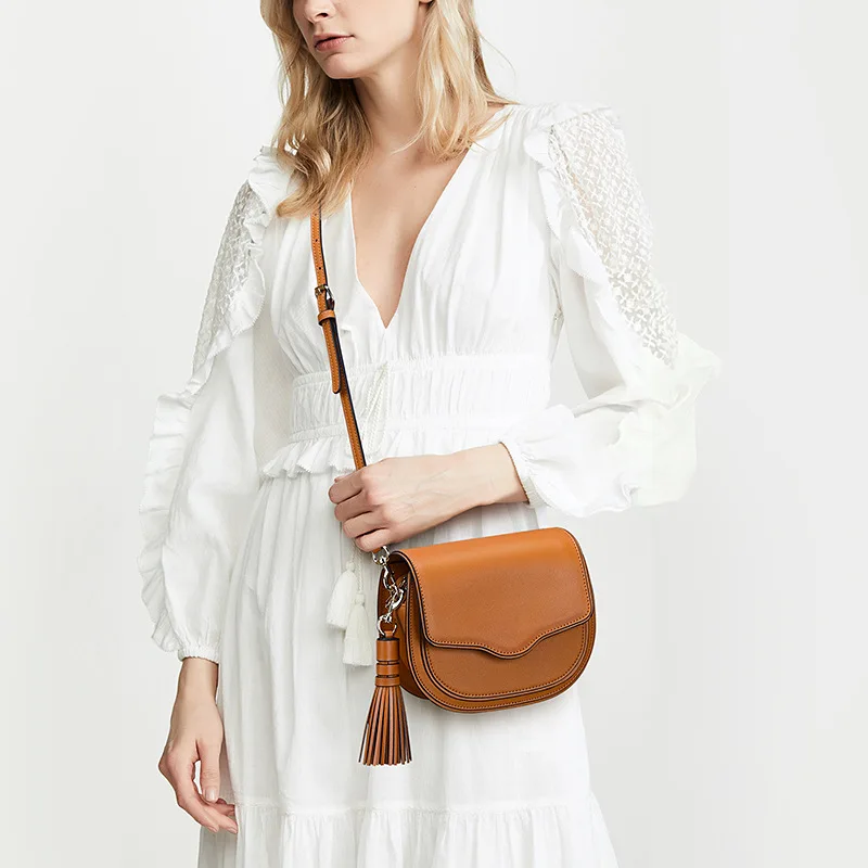 

New fashion cowhide bag soft tassel shoulder bags crossbody bag for women