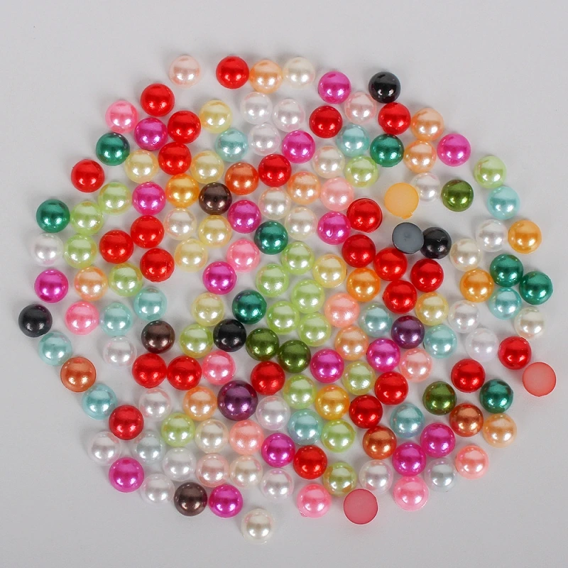 3Boxes=11200pcs 2/3/4/5/6/8/10MM Imitation Pearl Half Round Pearl Flat Back Scrapbook Beads For Scrapbook DIY Jewelry Making