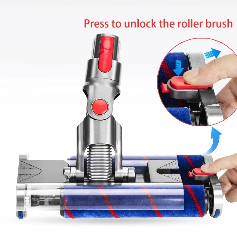 Testa a doppio rullo morbido testa a pavimento elettrica a sgancio rapido per parti aspirapolvere Dyson V7 V8 V10 V11 V15