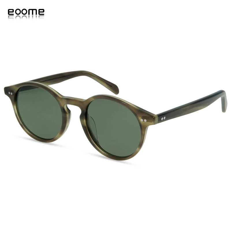 eoome Hand Made Men Fashion Polarized Lens Vintage 1960's Steam Punk Small Round High Qaulity Korea Style Optical frames