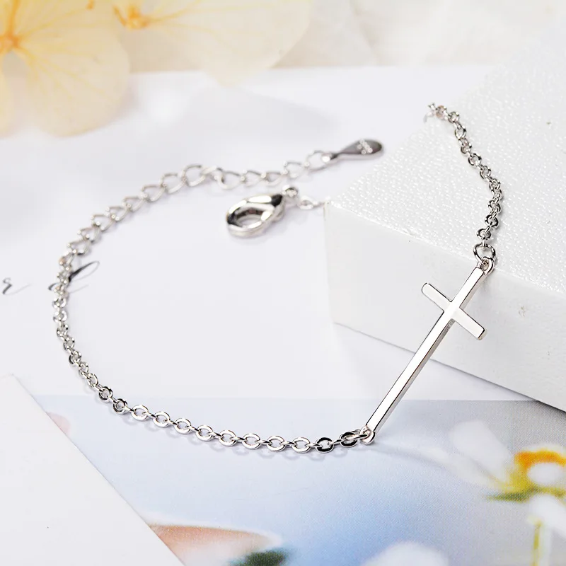 925 Sterling Silver Cross Charm Bracelet For Women Bracelet &Bangle Fashion Jewelry Birthday Party Gift