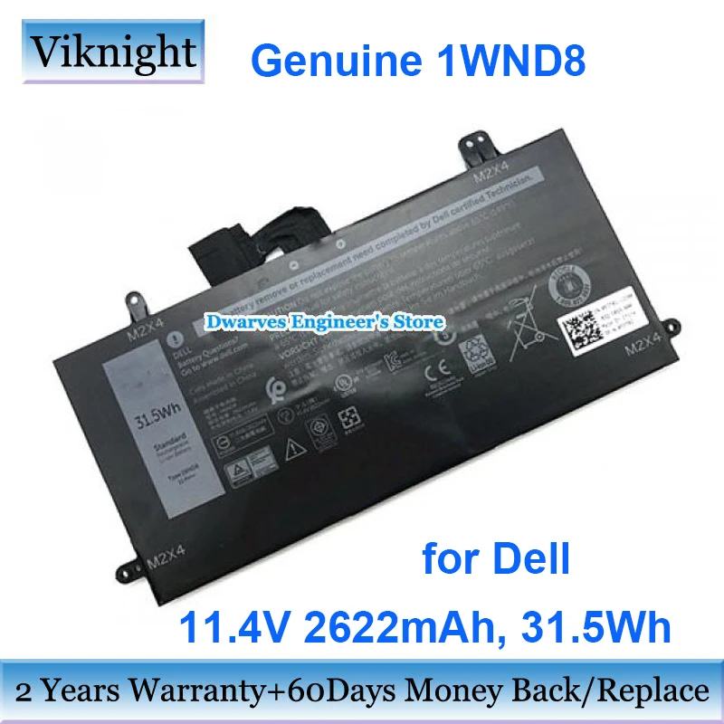 

Genuine 1WND8 11.4V 2622mAh Laptop Battery For Dell Notebook Batteries 31.5Wh