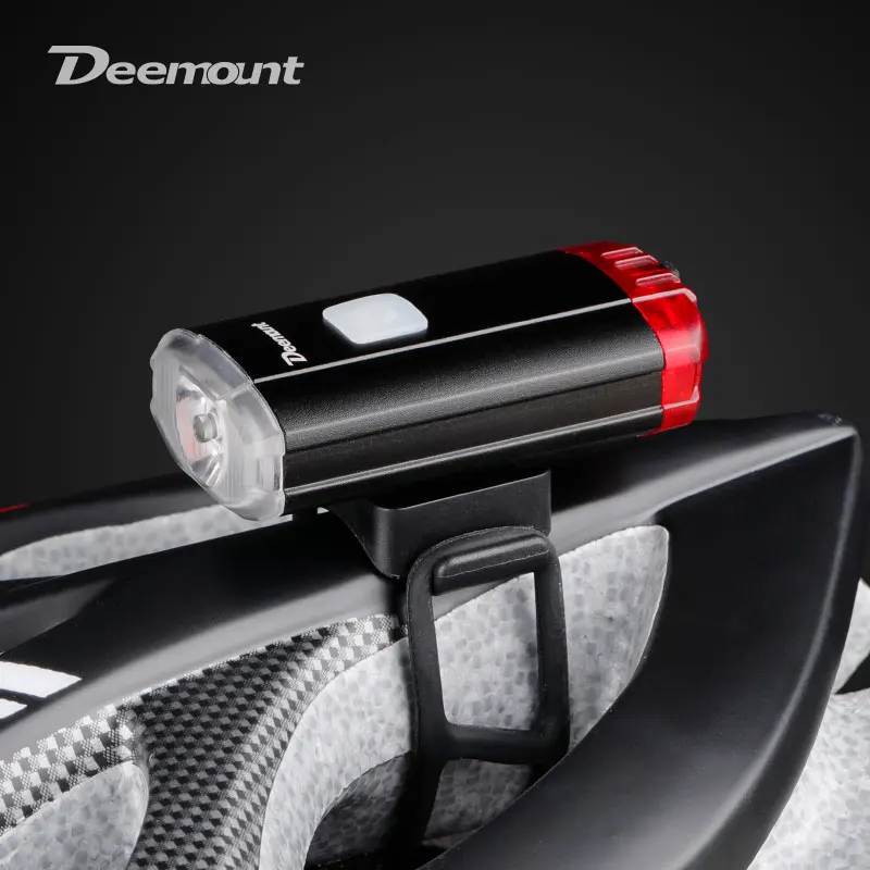 Deemount Headlight Rear Light 2 in 1 Cycling Front Lighting Rear Visual Warning 15 Light Modes USB Charge Helmet Handlebar Mount