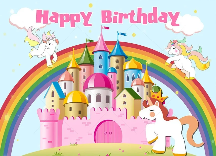 写真の背景,おとぎ話,城,プリンセス,ユニコーン,漫画,レインボークラウド,子供,赤ちゃん,新生児,スタジオ,写真の背景