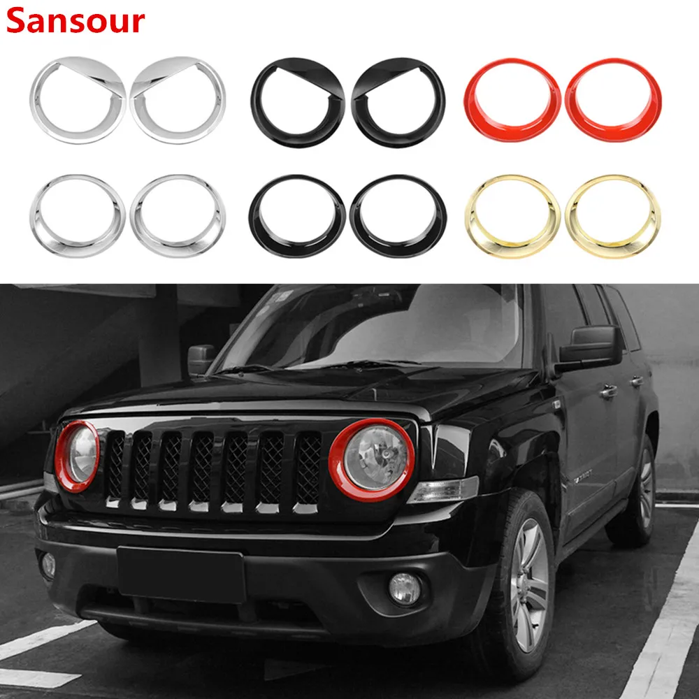 Sansour Lamp Hoods ABS Car Front Head Light Lamp Decoration Cover Trim Stickers For Jeep Patriot 2011-2016 Exterior Accessories