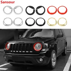 Sansour Lamp Hoods ABS Car Front Head Light Lamp Decoration Cover Trim Stickers For Jeep Patriot 2011-2016 Exterior Accessories