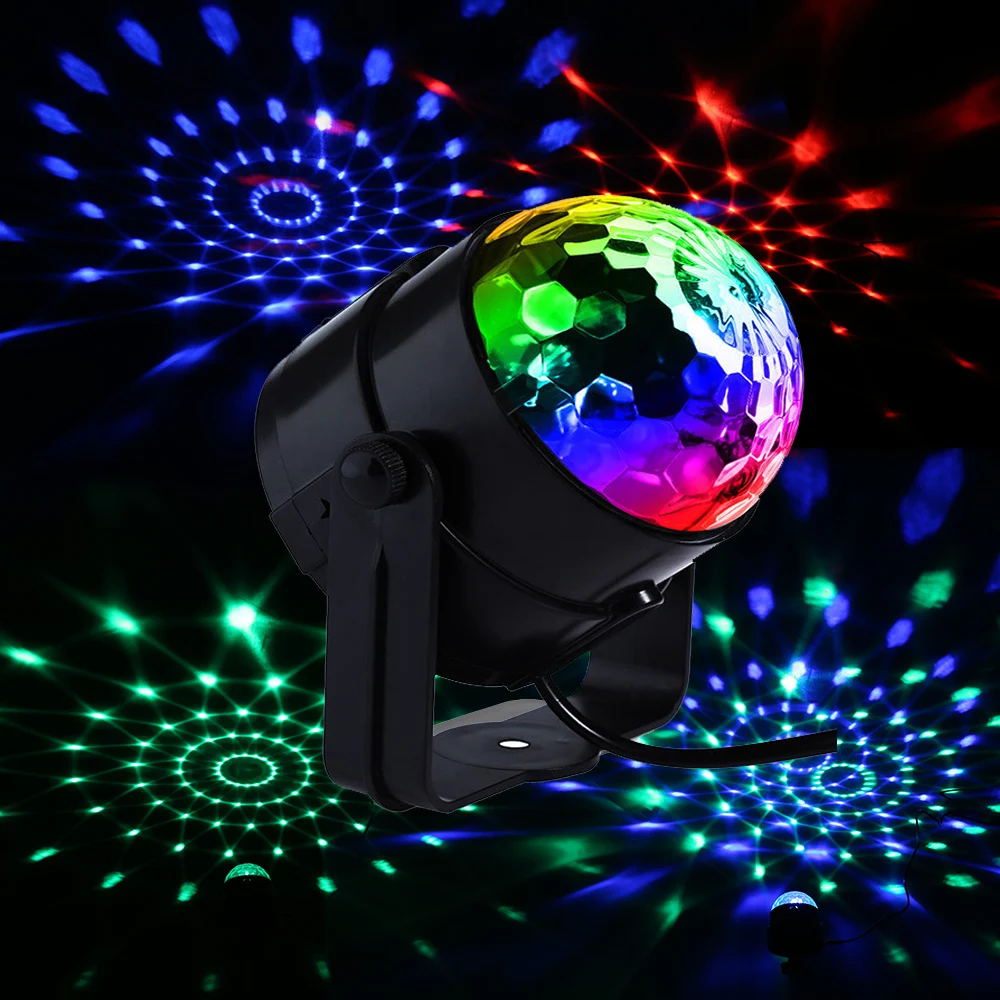 LED Disco Ball Light Laser Magic Ball Voice-Activated Rotating KTV Projector Strobe Light Birthday Party Decoration Light