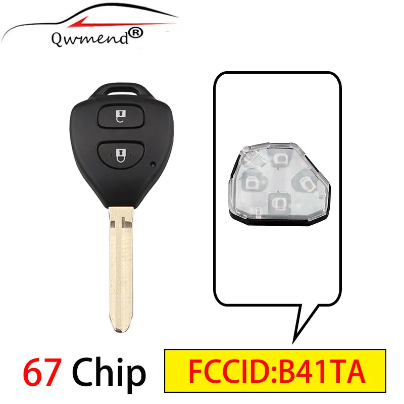 

QWMEND for Toyota Key 67 Chip B41TA Car Remote Key for Toyota Hilux 2005-2009 Yaris 2005 -2008 434Mhz Smart Car Key 2 Buttons