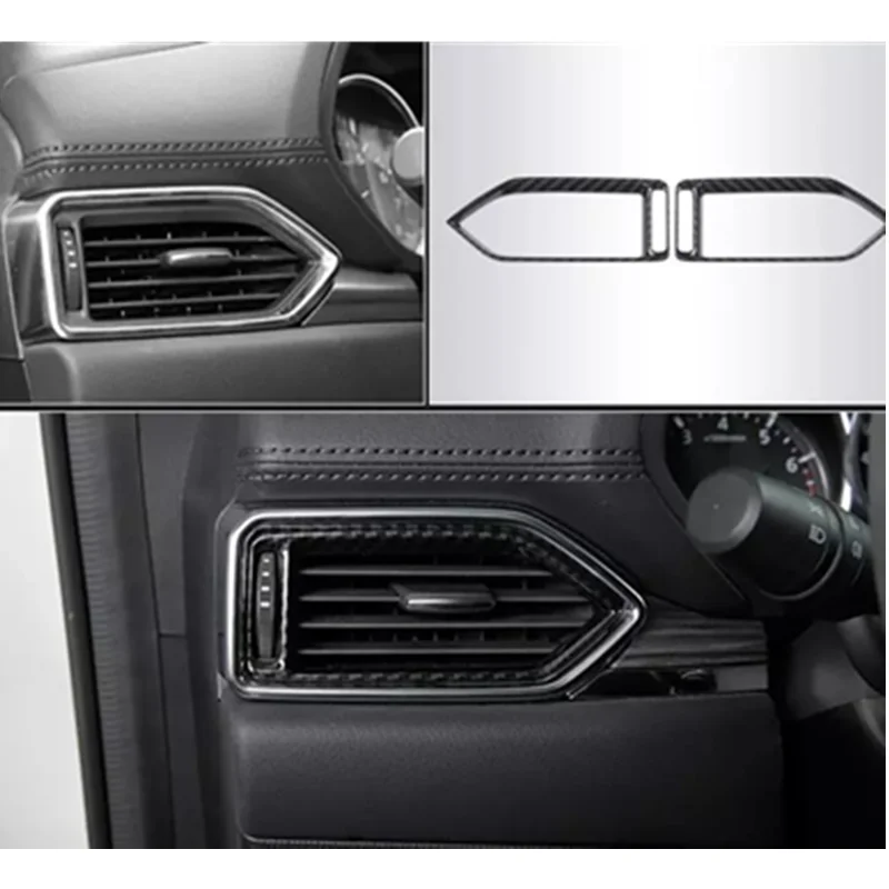 

ABS Carbon fibre Car left and right air outlet Cover Trim sticker Car Styling 2pcs For Mazda CX-5 CX5 2017 2018 2019 Accessories