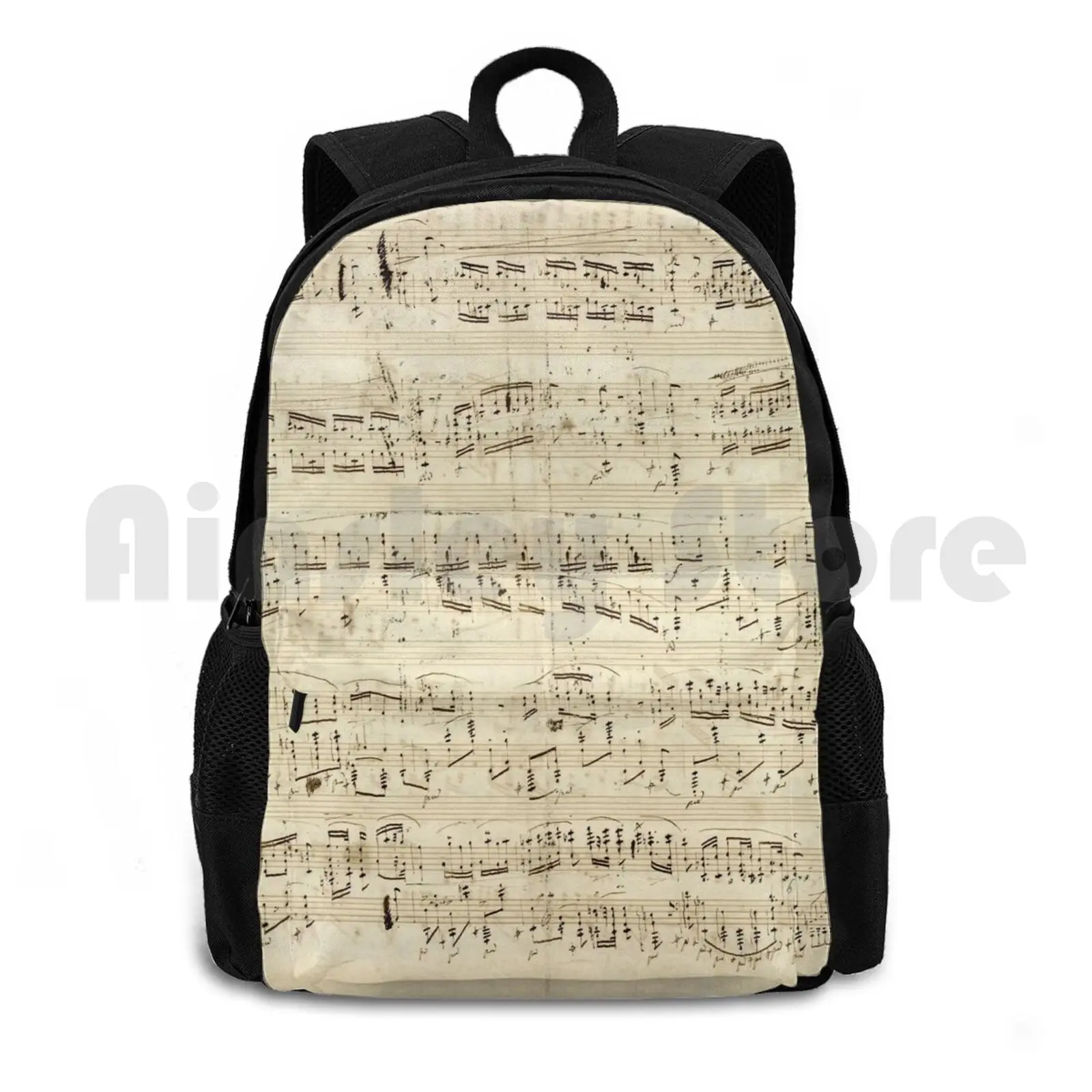 Chopin Music Notes Outdoor Hiking Backpack Waterproof Camping Travel Note Musical Old Music Sheets Music Music Notes Music