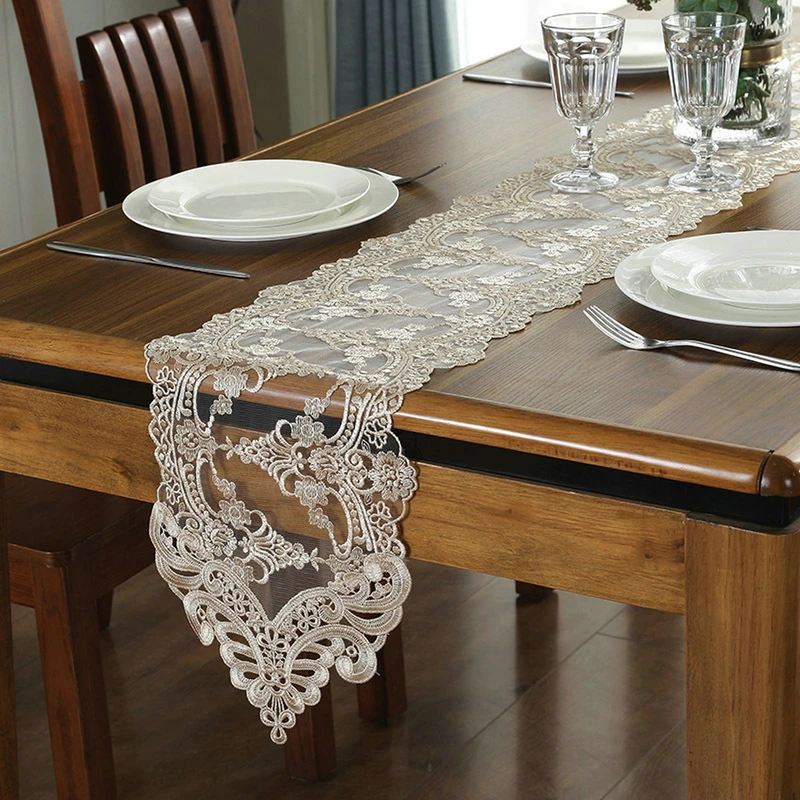 

1PCS Lace Table Runner Table Flag Embroidered Tablecloths TV Cabinet Table Cover