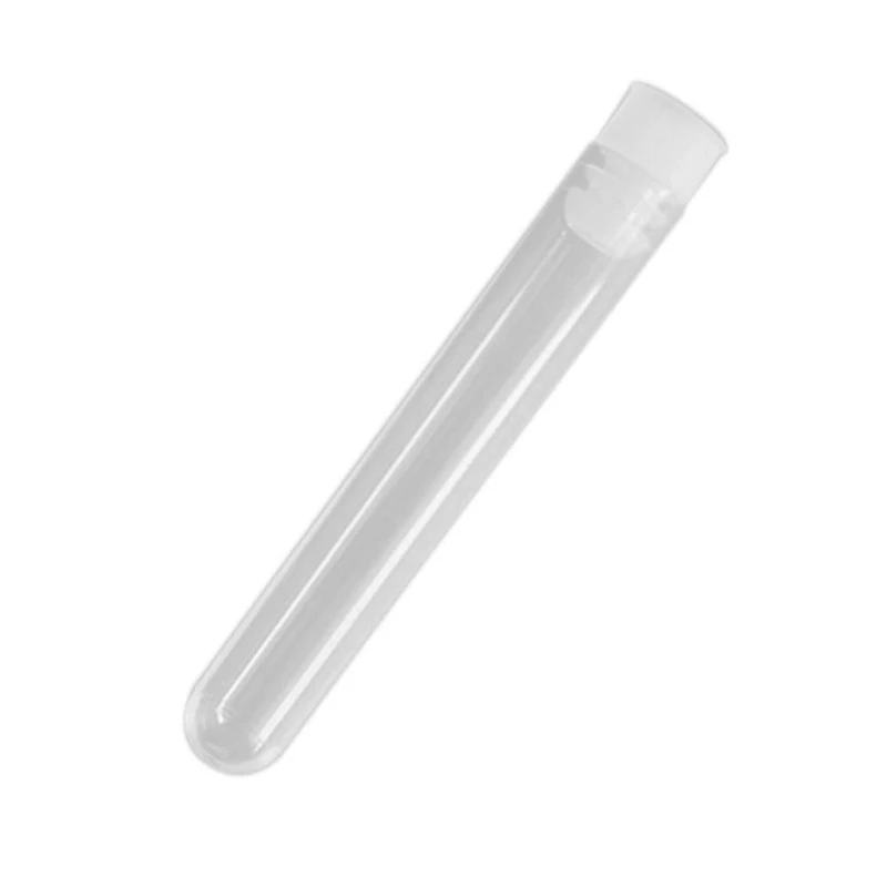 100 adet şeffaf plastik Test tüpleri beyaz döner kapaklı şişeler örnek kapları şişeleri itme kapaklar 12X75mm