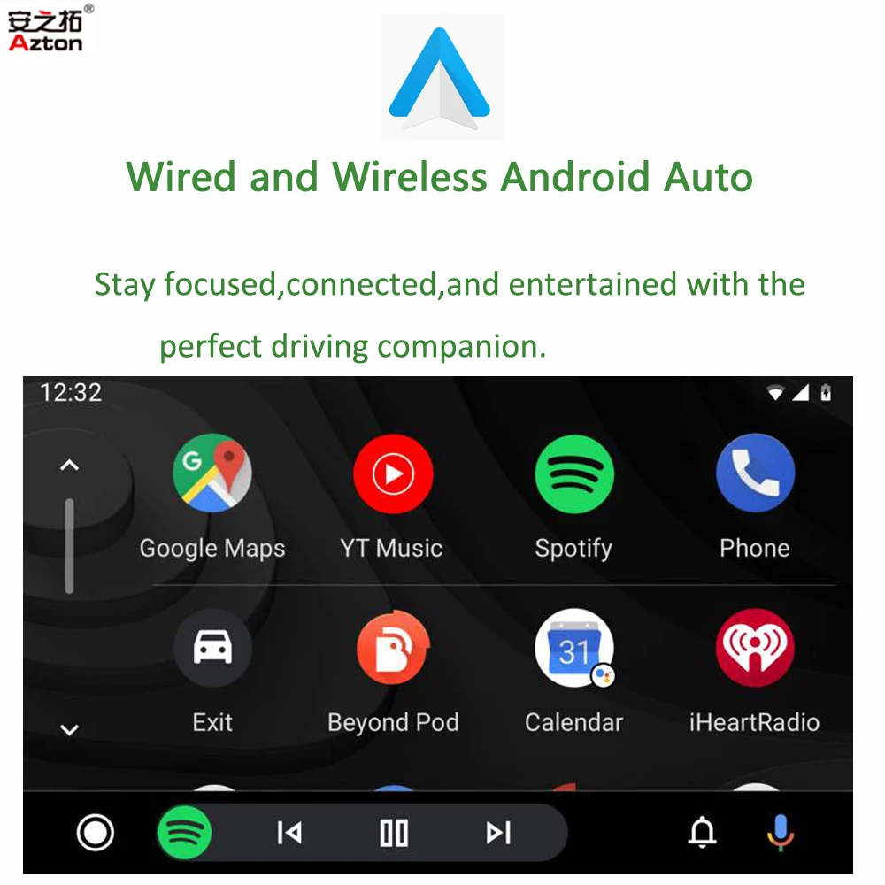 Azton atualização de rádio do carro para mini cobre carplay integração navegação inteligente spotify android sistema automático backup câmera decodificador