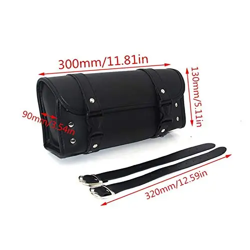 Motorcycle Fork Bag Waterproof Motorbike Handlebar Bag Pu Leather Saddlebag Front Rear Storage Tool Pouch Tool Tail Bag Black