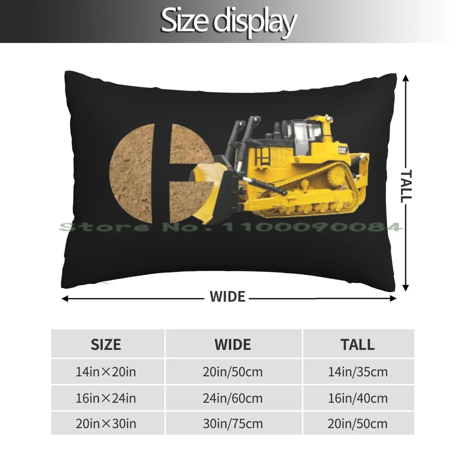 Cat Logo Dozer Pillow Case 20x30 50*75 Sofa Bedroom Excavator Backhoe Dump Truck Construction Dirt Gravel Paving Bulldozer