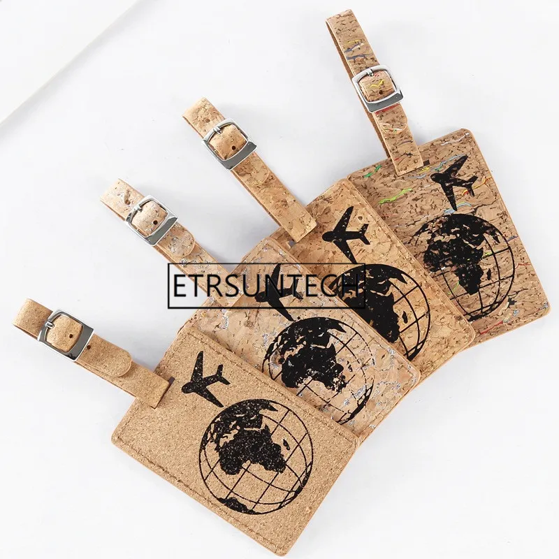 100pcs Aircraft/Earth Pattern Suitcase PU Leather Luggage Tag Identifier Label ID Address Holder Boarding Tag Party Favor