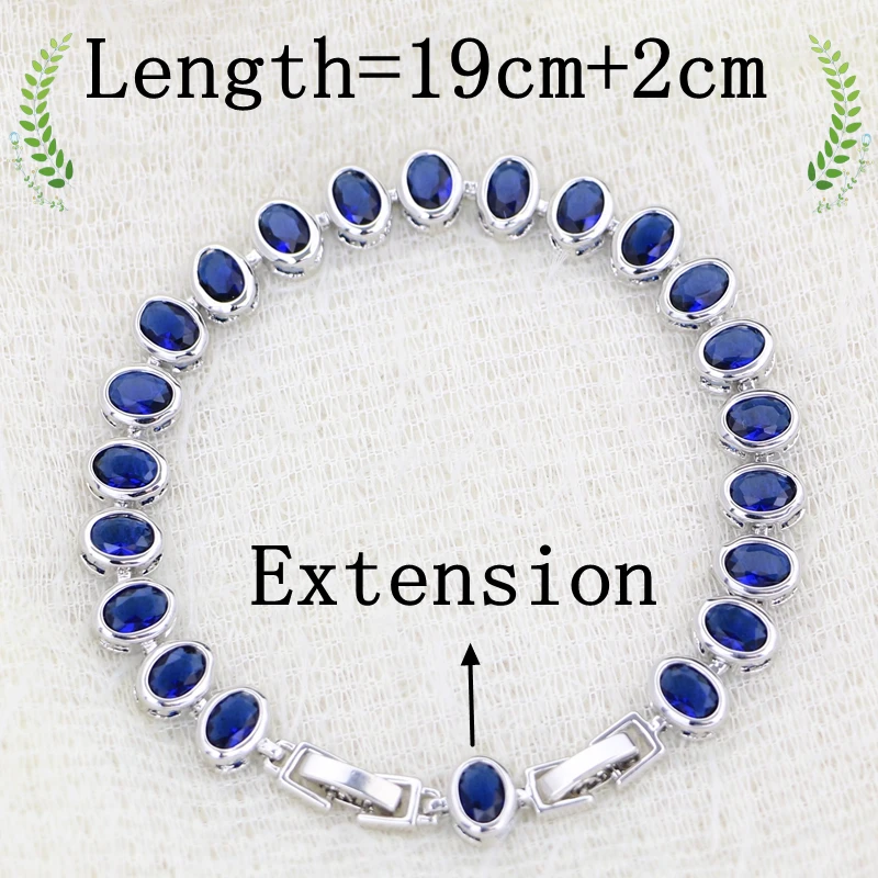 19cm+2cm Adjustable Length Bracelet 925 Sterling Silver Sapphire Bracelet for Woman Bride Birthday Gift for Girlfriend Gift Box