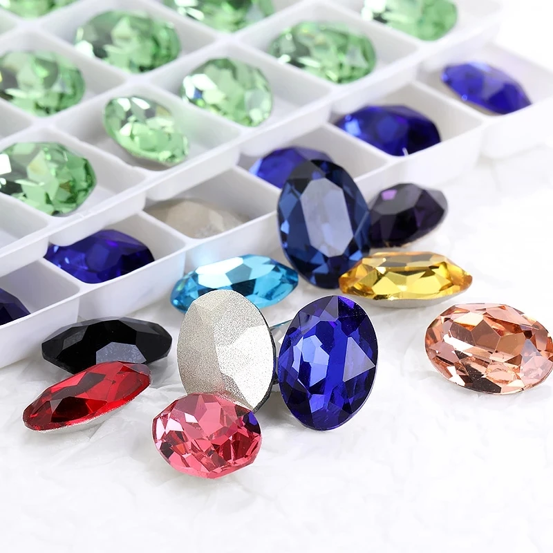 XiChuan New High Quality Rhinestone 20pcs Fancy stone Oval  Flatback Self Adhesive Rhinestone Crystal For DIY Jewelry Making