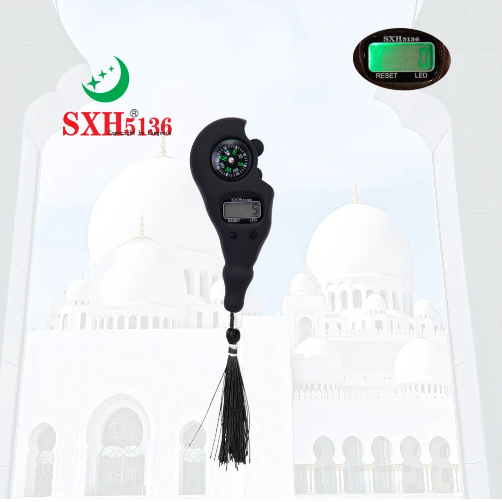 SXH5136 contatore di conteggio digitale di elettronica all\'ingrosso della fabbrica con bussola LED Tasbih rosario digitale perlina tinta unita